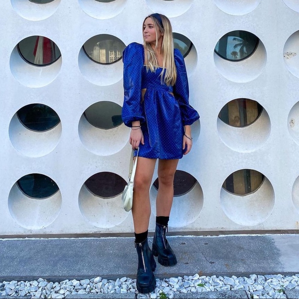 Danielle Bernstein Rhinestone navy blue dress